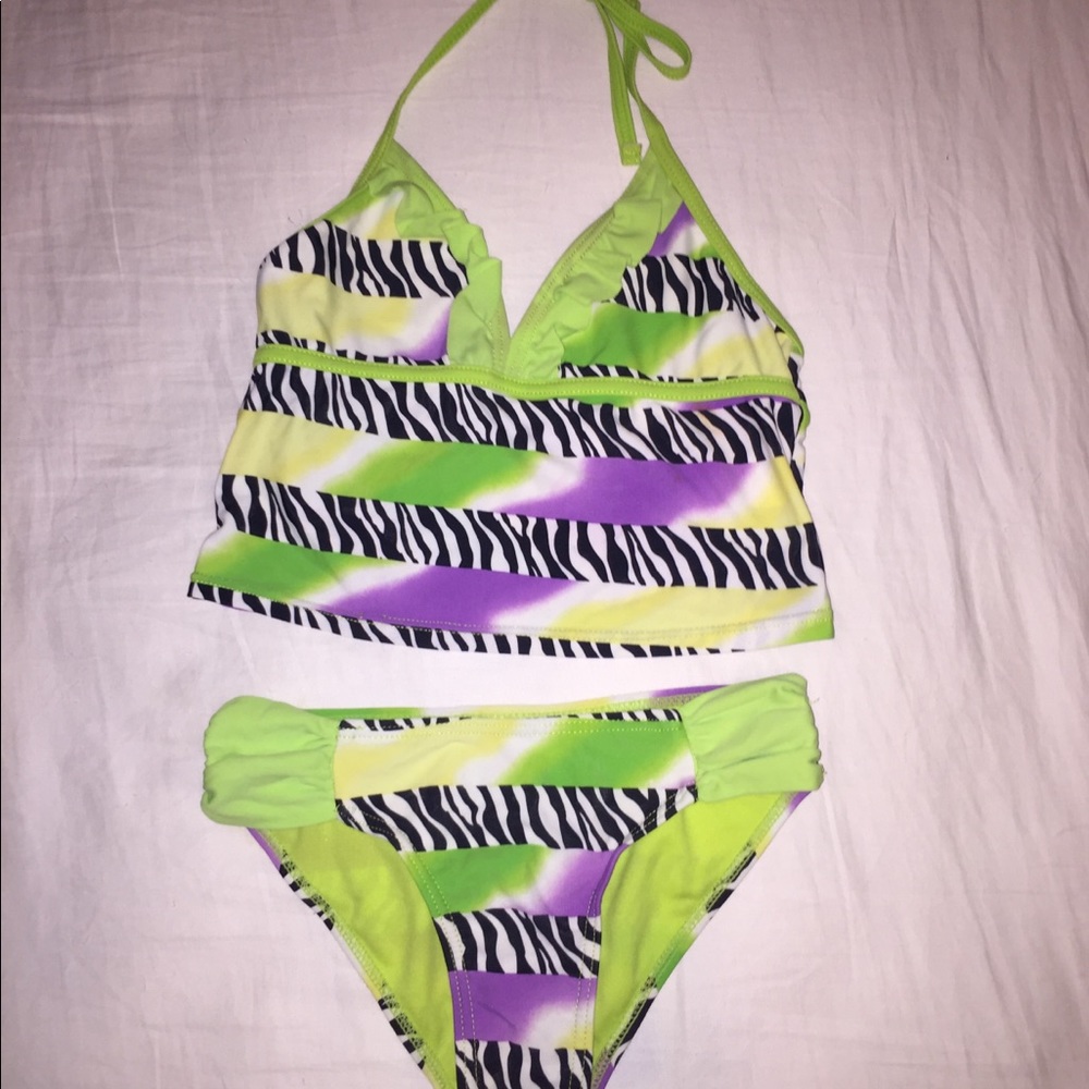 Green, Purple and Zebra print Tankini